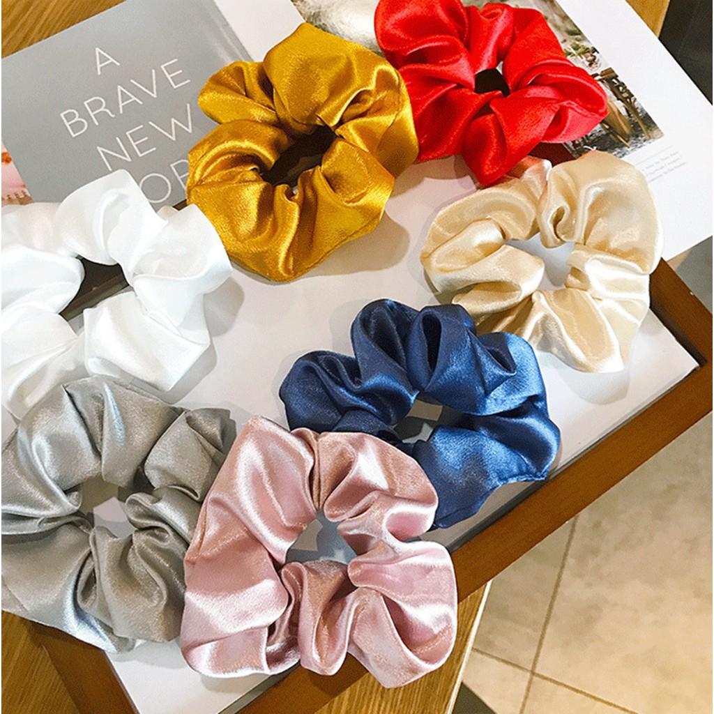 Cột Tóc Nữ- Scrunchies Vải Lụa Bóng Đẹp-Thời Trang-Tôn Vinh Mái Tóc Của Bạn.