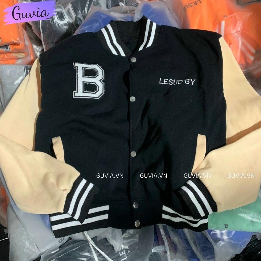 Áo Khoác Bomber Croptop Nỉ THÊU CHỮ B Nữ Form Rộng HOT Mặc Đẹp