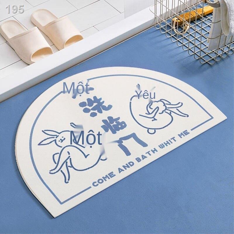 Phim hoạt hình thảm trải sàn phòng tắm tảo cát cửa chống trượt thấm nước bán nguyệt khử trùng