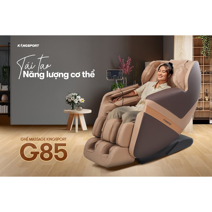 Ghế massage toàn thân Kingsport G85 con lăn di động 3D, con lăn bắp chân chuyên biệt, công nghệ ion âm