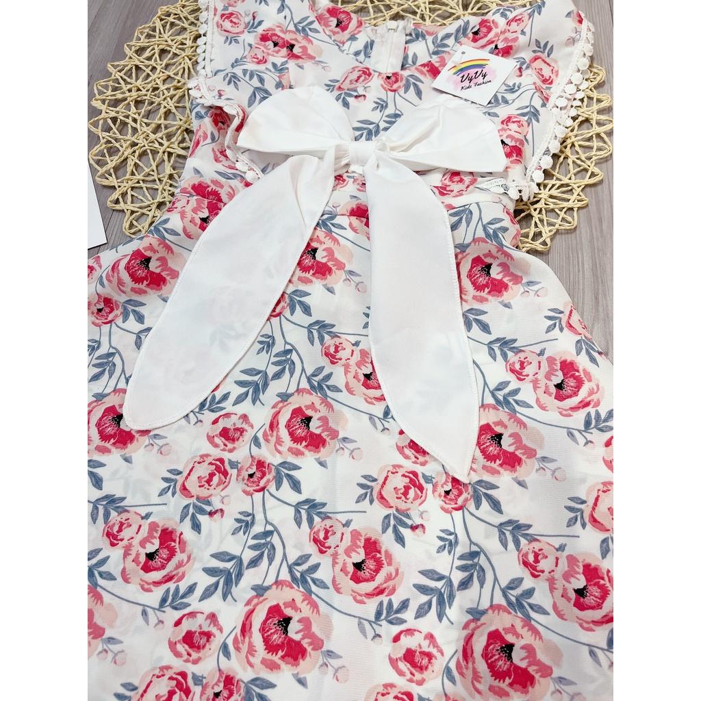 Đầm bé gái, váy bé gái hoa hồng nơ thời trang chất liệu Mango VyVy Kids Fashion