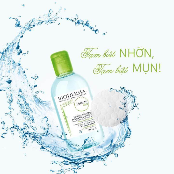 Dung dịch làm sạch và tẩy trang dành cho da dầu Bioderma Sebium H2O màu xanh