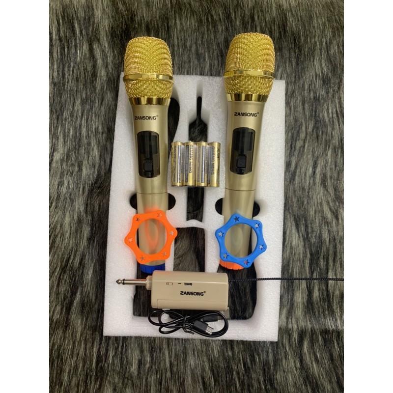 Combo hai mic không dây hát karaoke,hát livestream S28A hàng chính hãng Zansong