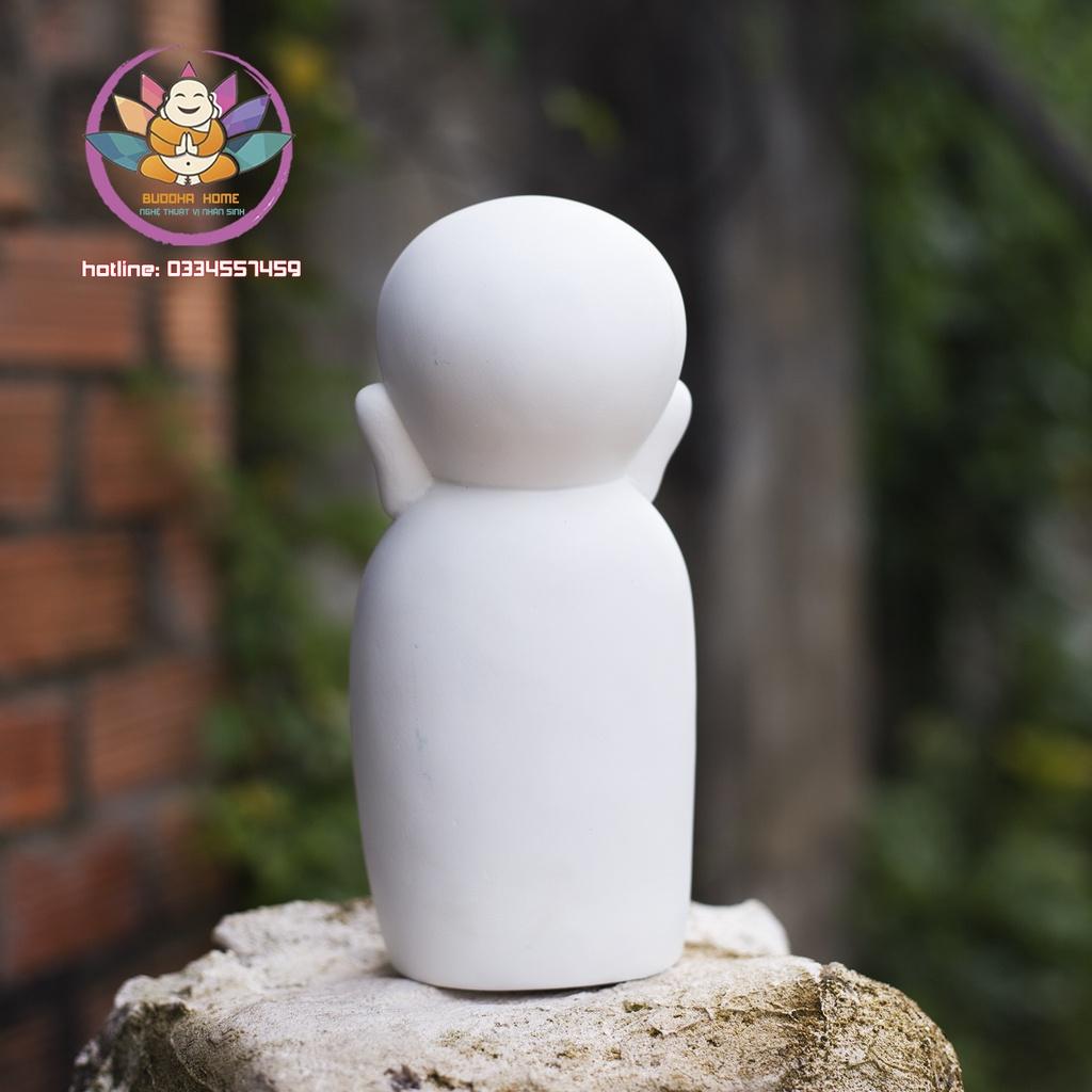 Chú tiểu decor hiện đại 21 cm trang trí nhà cửa màu trắng