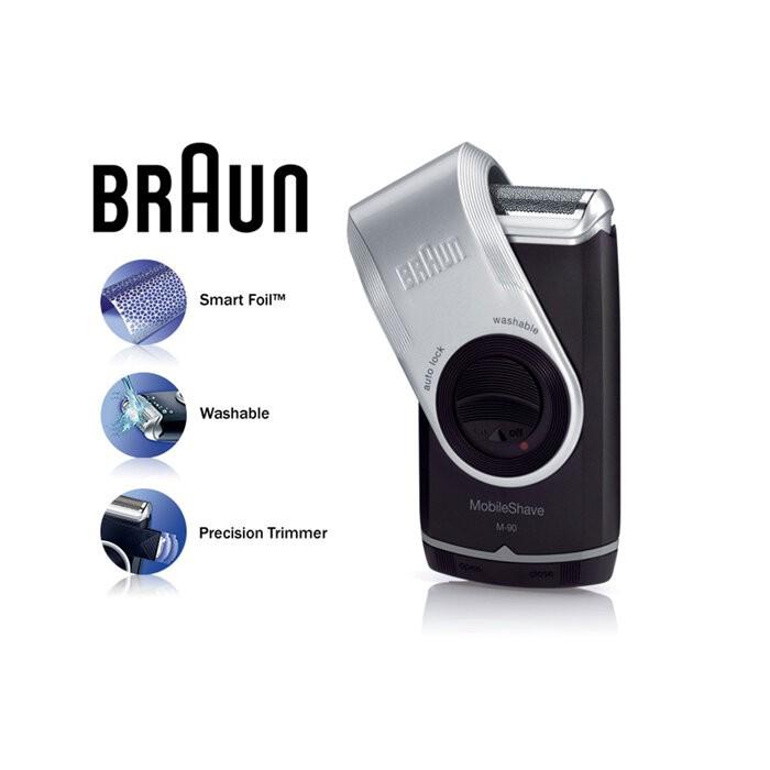 Máy cạo râu du lịch dùng pin AAA Braun M90 - Nhập khẩu tại Đức - Bảo hành chính hãng toàn quốc 2 năm