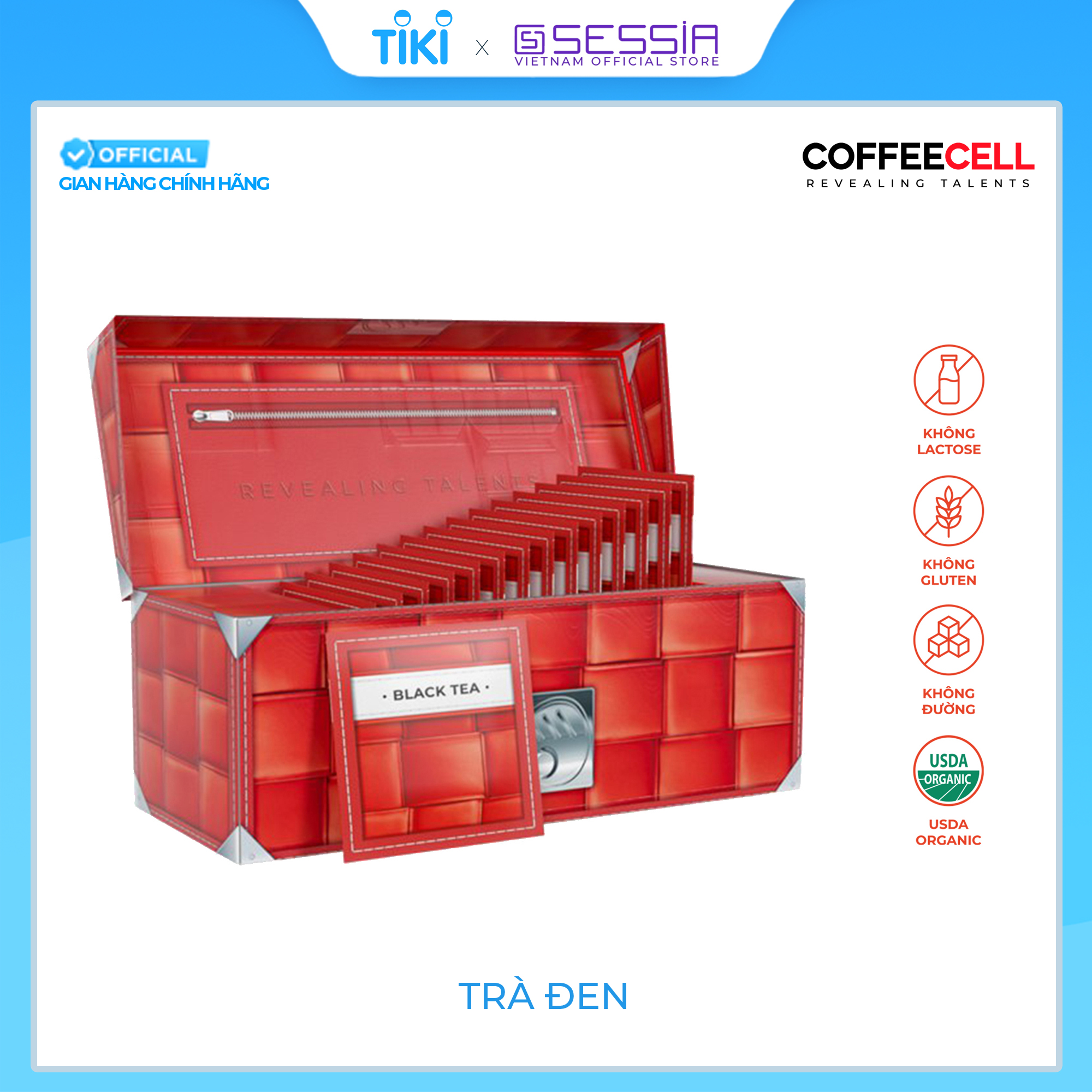 Trà Đen Với Nhân Sâm Trắng Thượng Hạng COFFEECELL (30 gói x 2g) - Nguyên Chất Đậm Đặc, Vị Chát Đặc Trưng - Hàng Chính Hãng