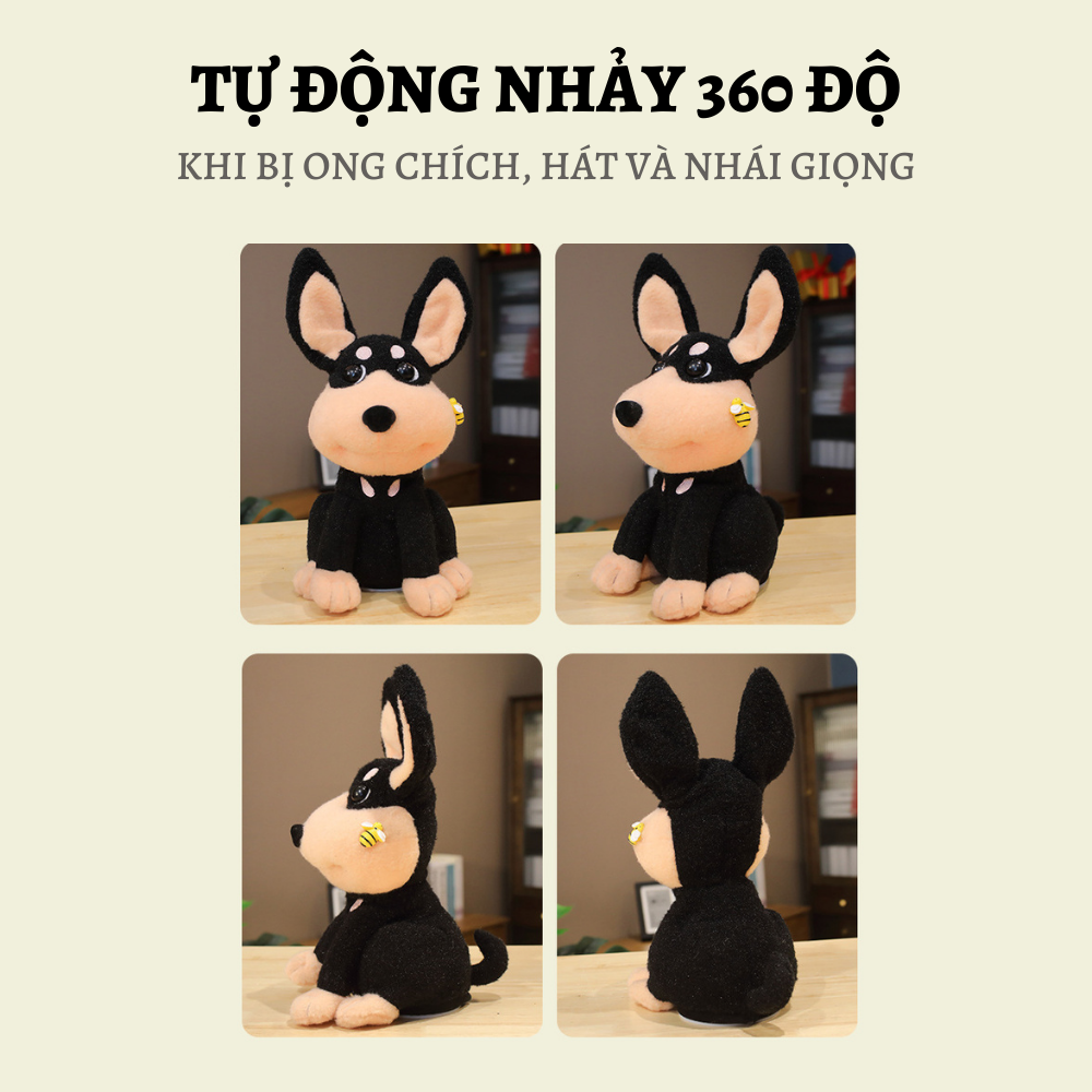 Cún Bông Điện Tử Sợ Ong cún có thể sủa và hát đuôi vẫy đuôi - Chó Bông Đồ Chơi Có Thể Chạy Sủa Dùng Pin Hàng Hot 2023