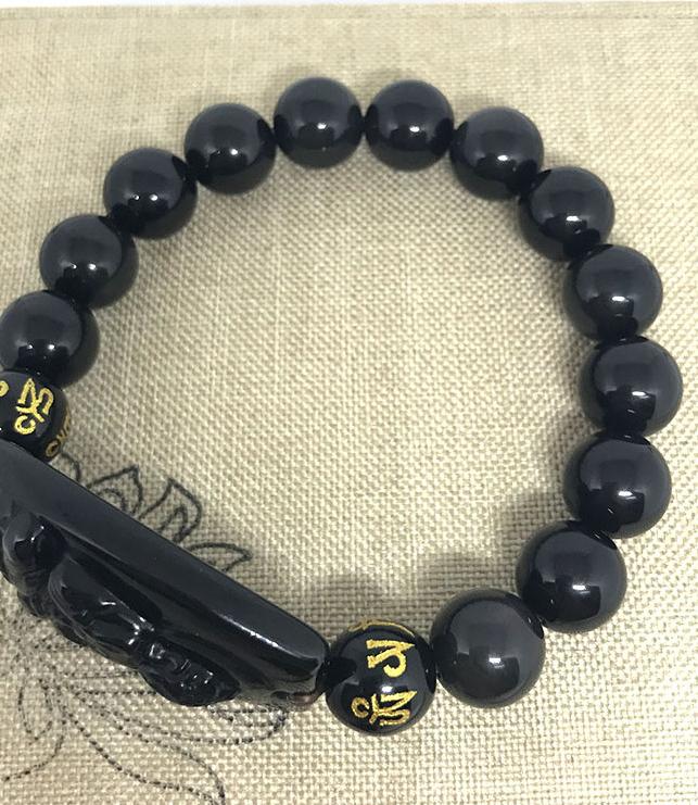 VÒNG TAY PHẬT BẢN MỆNH ĐÁ OBSIDIAN PHẬT A DI ĐÀ