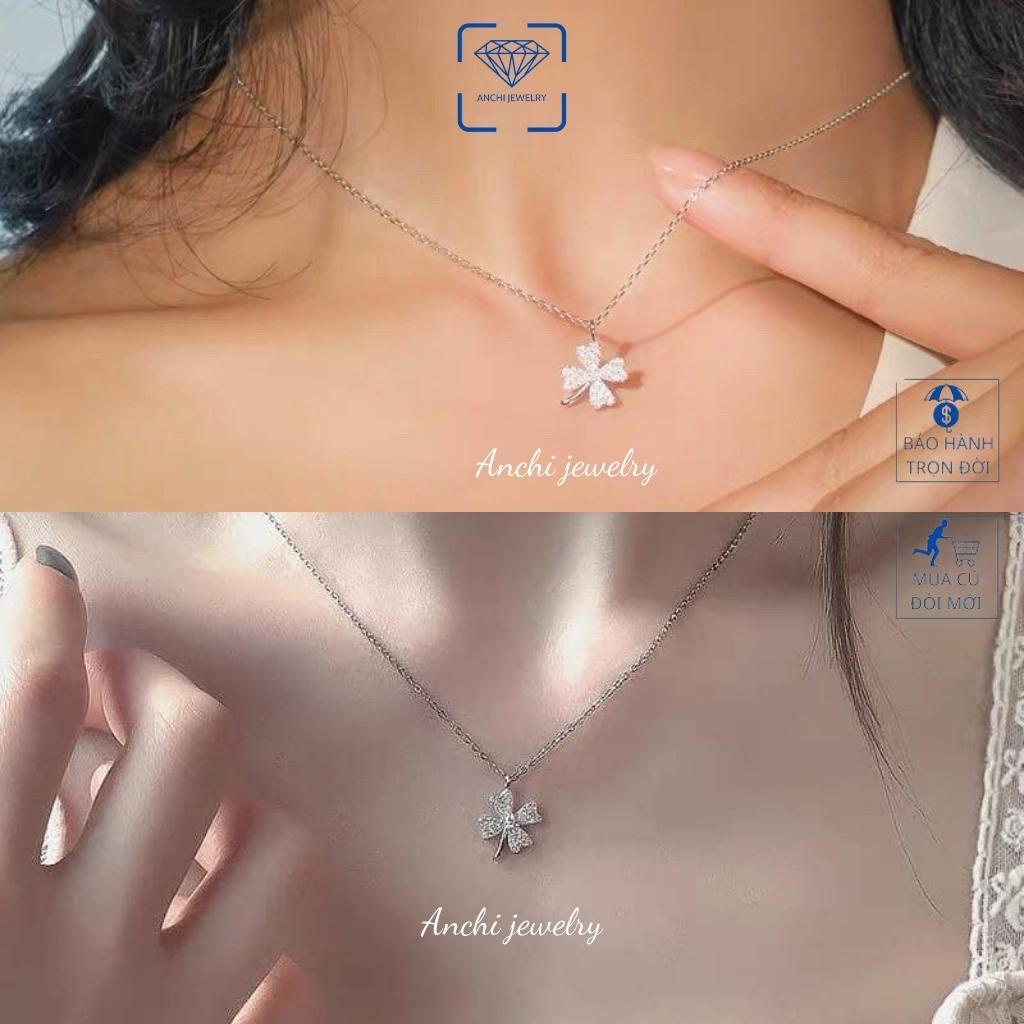 Vòng cổ cỏ 4 (bốn) lá nữ bạc nguyên chất đeo không đen - Anchi jewelry, quà 8 3