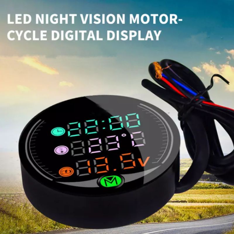 Đồng hồ 3in1 xe máy CTR báo giờ, vôn ắc quy, nhiệt độ đa năng mẫu mới hàng cao cấp