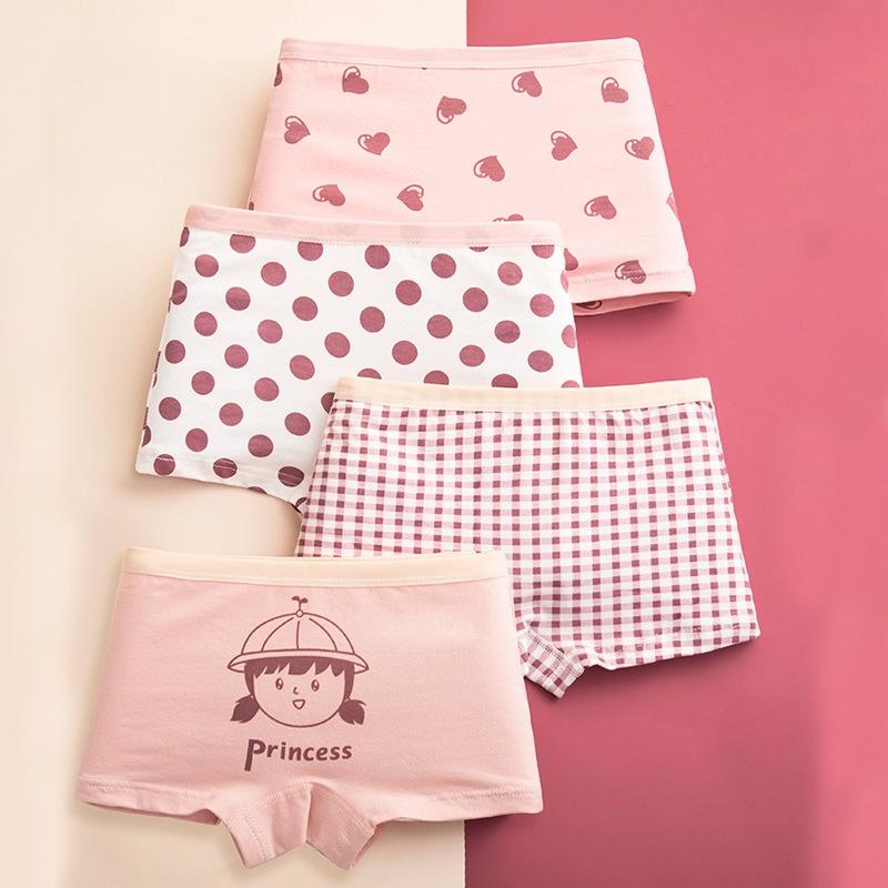 Set 4 Quần chíp đùi bé gái boxer vải cotton mềm mát họa tiết hoạt hình công chúa đáng yêu ( Quần đùi chip )