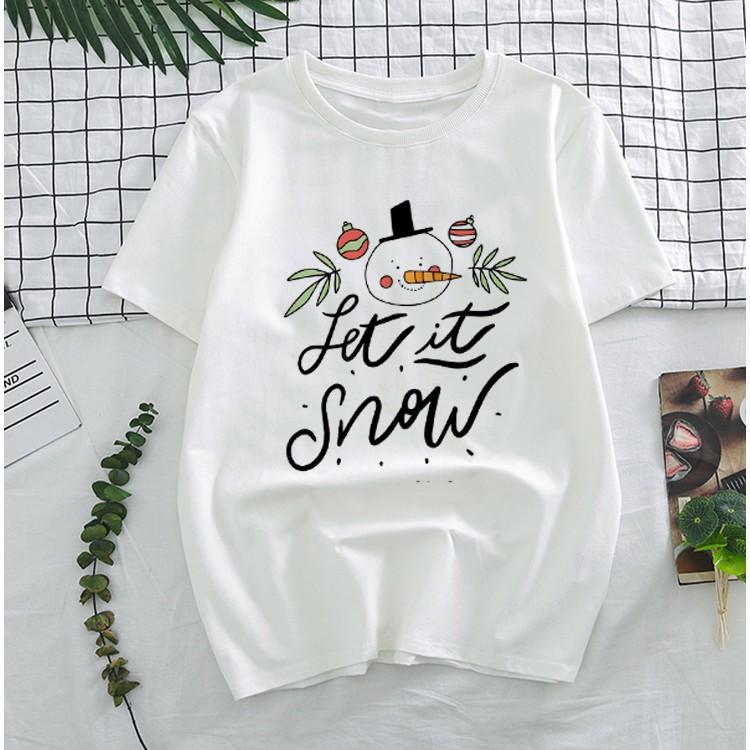 Áo thun nam nữ in hình giáng sinh cổ tròn form rộng vải mềm mại - Quà tặng Noel