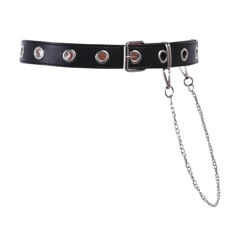 Phong Cách Punk Quần Váy Dây Lưng Thời Trang Gothic Phụ Kiện Đậm Dạo Phố Hoang Dã Dây Da PU Với Dây Kim Loại