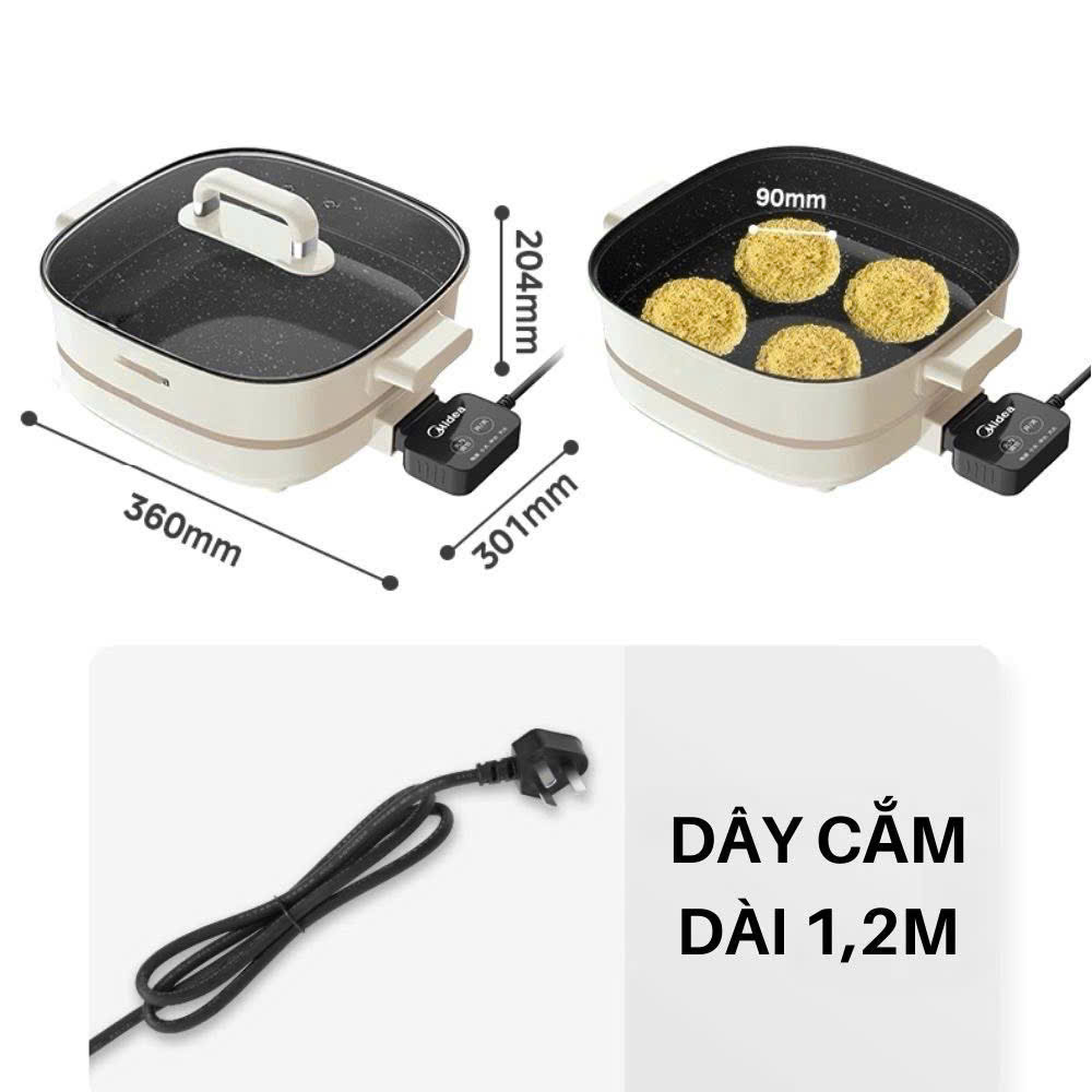 Nồi lẩu điện Midea Đa Năng  HGE3030-MJ03 Hàng chính hãng