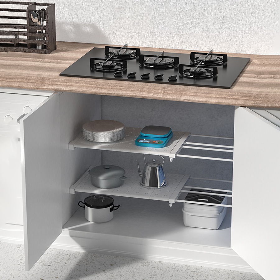 Kệ Chia Ngăn Đa Năng Không Cần Khoan Vít, Rộng Cố Định 24cm Màu Trắng