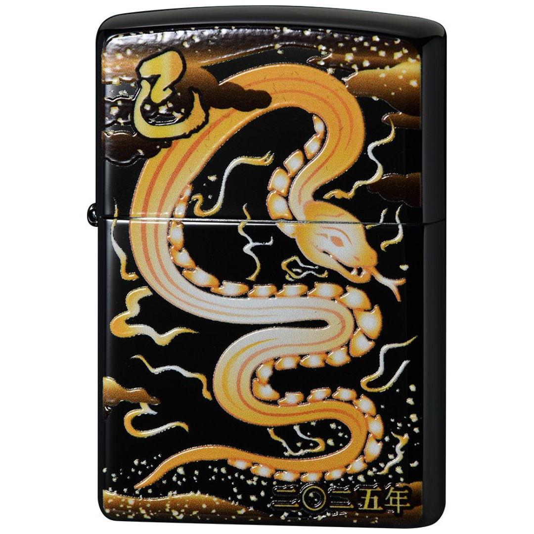Bật lửa Zippo Year of the Snake 2025 - Phiên Bản Độc Quyền Châu Á, Thiết Kế Rắn Vàng Photo Image Trên Nền Đen Bóng Chính Hãng Mỹ