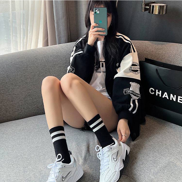 Set 5 đôi Tất nam nữ cao cổ, vớ gân trơn cổ cao unisex kẻ sọc - cotton cao cấp