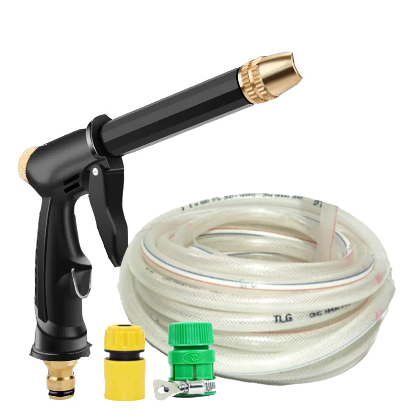 Bộ dây và vòi xịt rửa xe tưới cây 810-2498-1 (dây trắng-cút nối xanh)