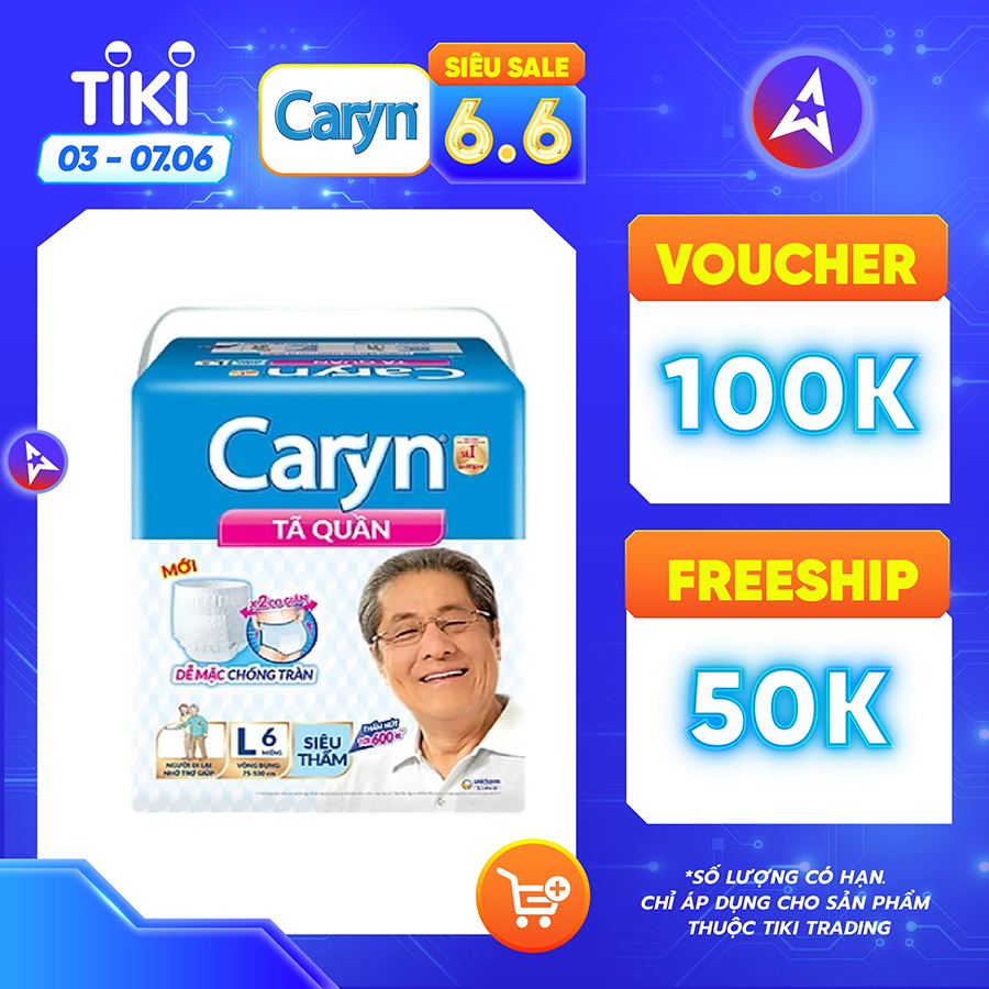 Tã Quần Caryn Siêu Thấm L6 (6 Miếng)