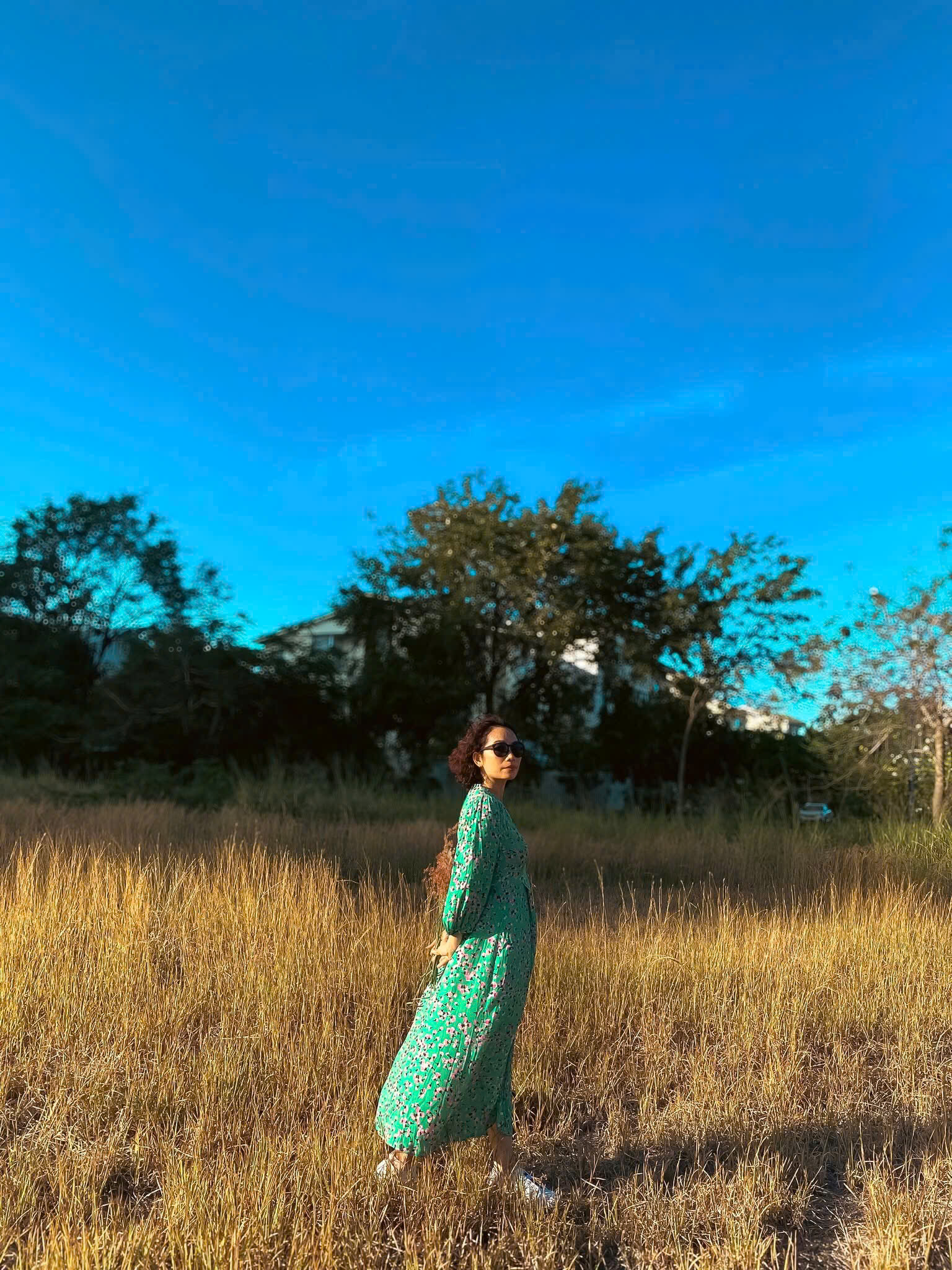 Đầm Midi Dáng Suông Dài Qua Bắp Chân Viscose In Hoa Hà Giang DRE186 Thời trang Hity