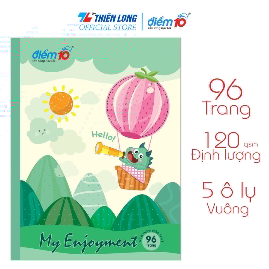 Combo 5 Tập học sinh 96 trang 5 ô ly vuông 120gsm Điểm 10 TP-NB077