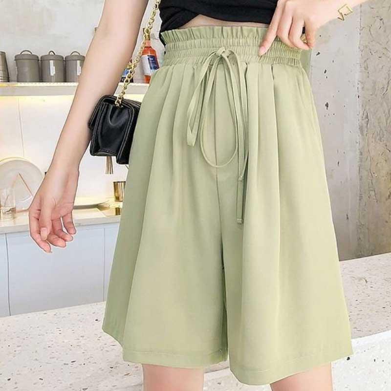 Quần Đùi Thể Thao Nữ Quần Ống Rộng Lưng Cao Quần Lửng Ống Rộng