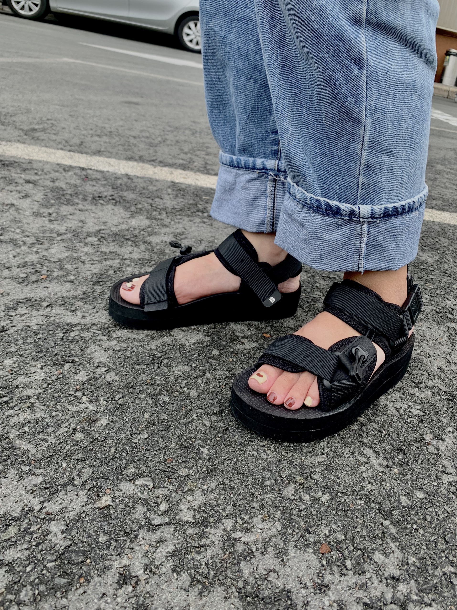 Giày Sandal Nữ The Bily 01W Quai Chéo Dây Rút - Màu Đen BL01WD