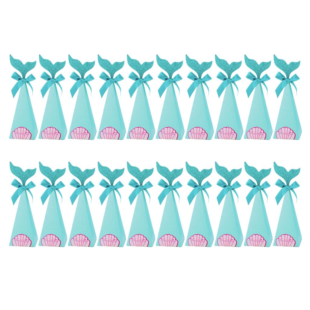 20pcs Creative Triangle Cone Mermaid Bowknot Candy Boxes Party Favor