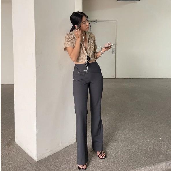 OLALASTUDIO Quần tây dáng ôm và loe nhẹ về phần ống - Yem Trousers