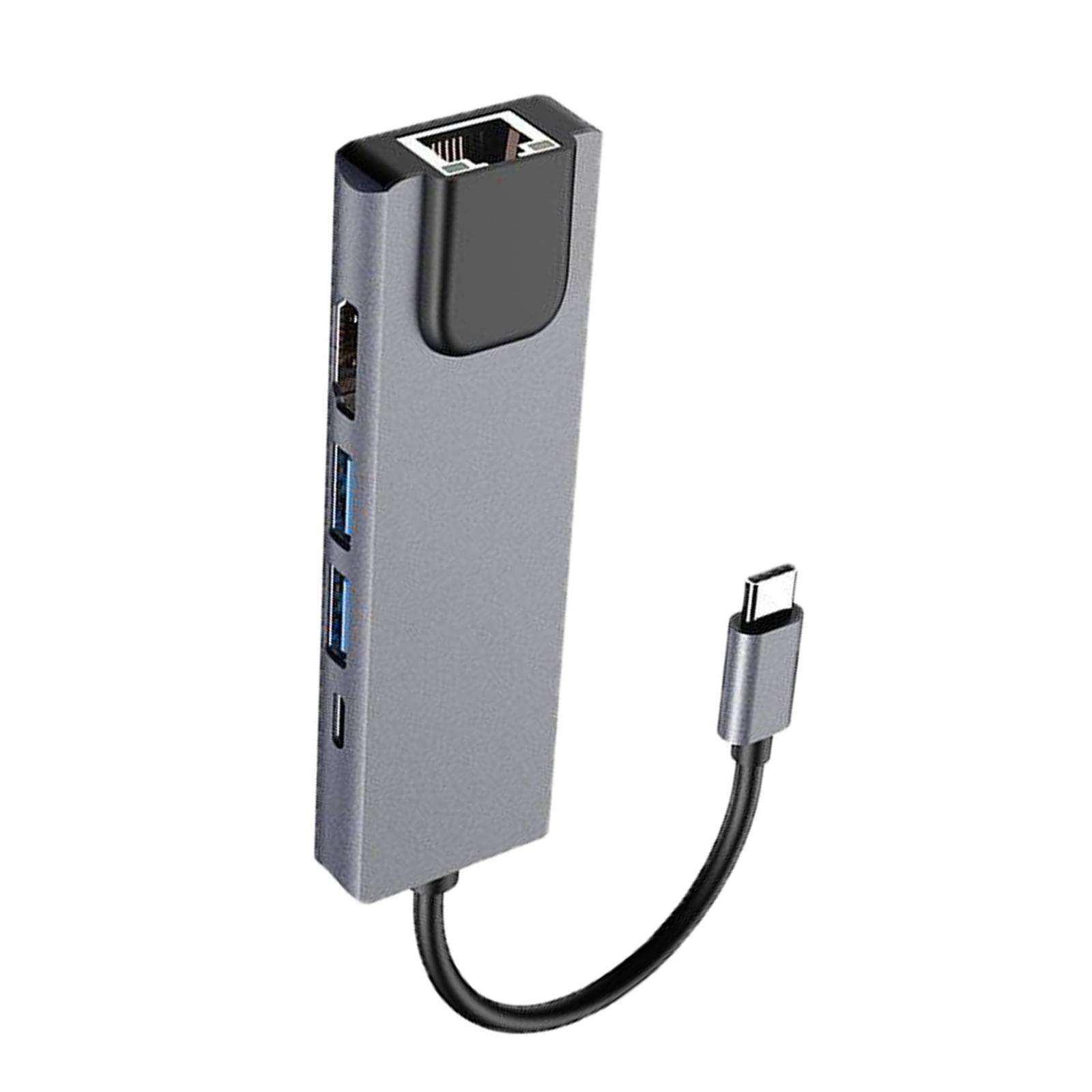 5 in 1 Universal USB Type-C Hub USB 3.0 HDMI Female Adapter Cable PD Charge Converter Network card
