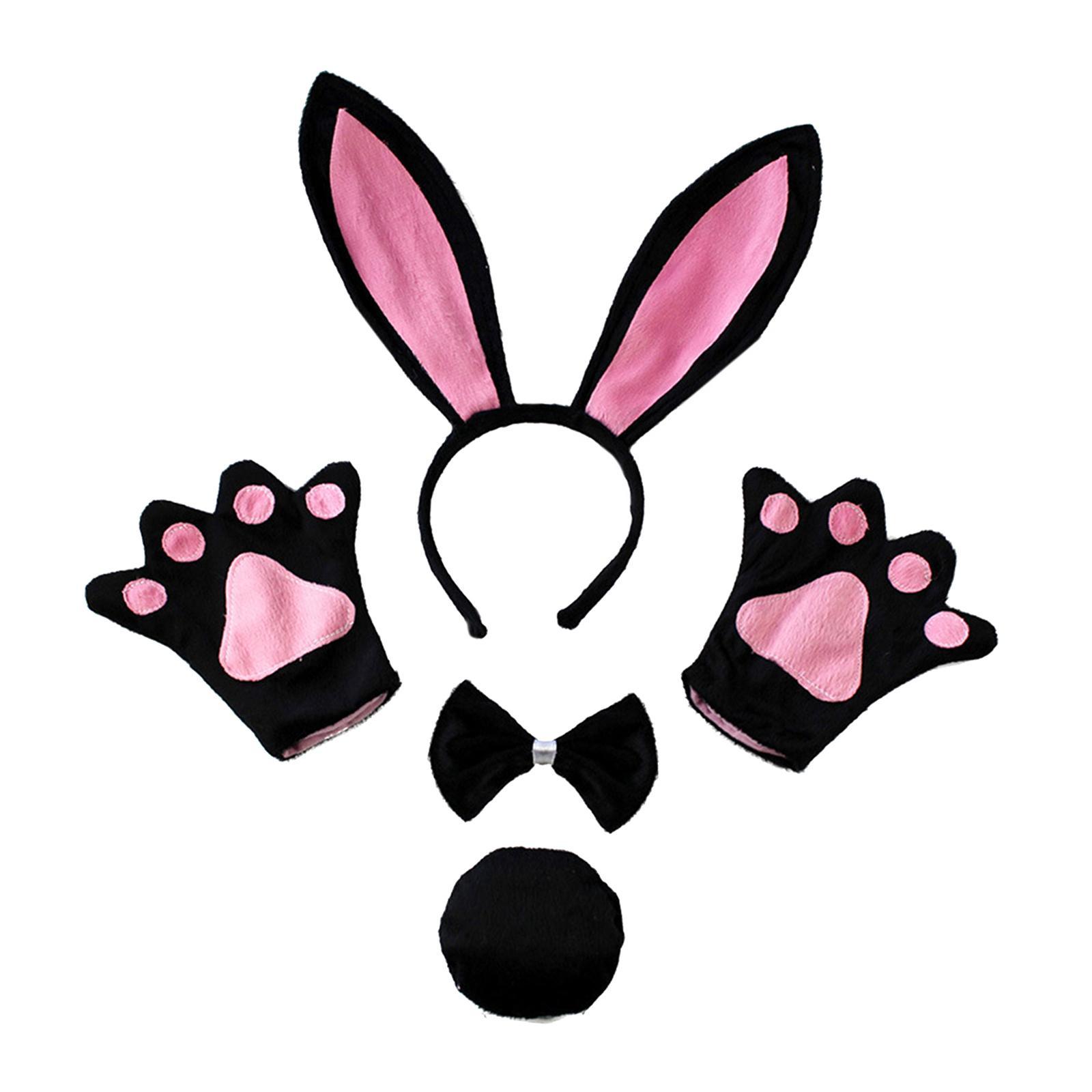 4 Pieces Bunny Costume Set Cute Rabbit Ear Headband Hairband for Kids Adults