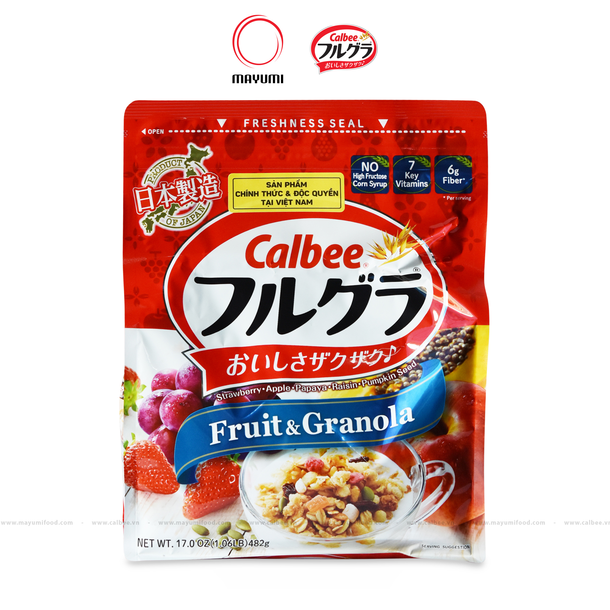 Combo 700gr + 482g Ngũ cốc trái cây Calbee Nhật Bản