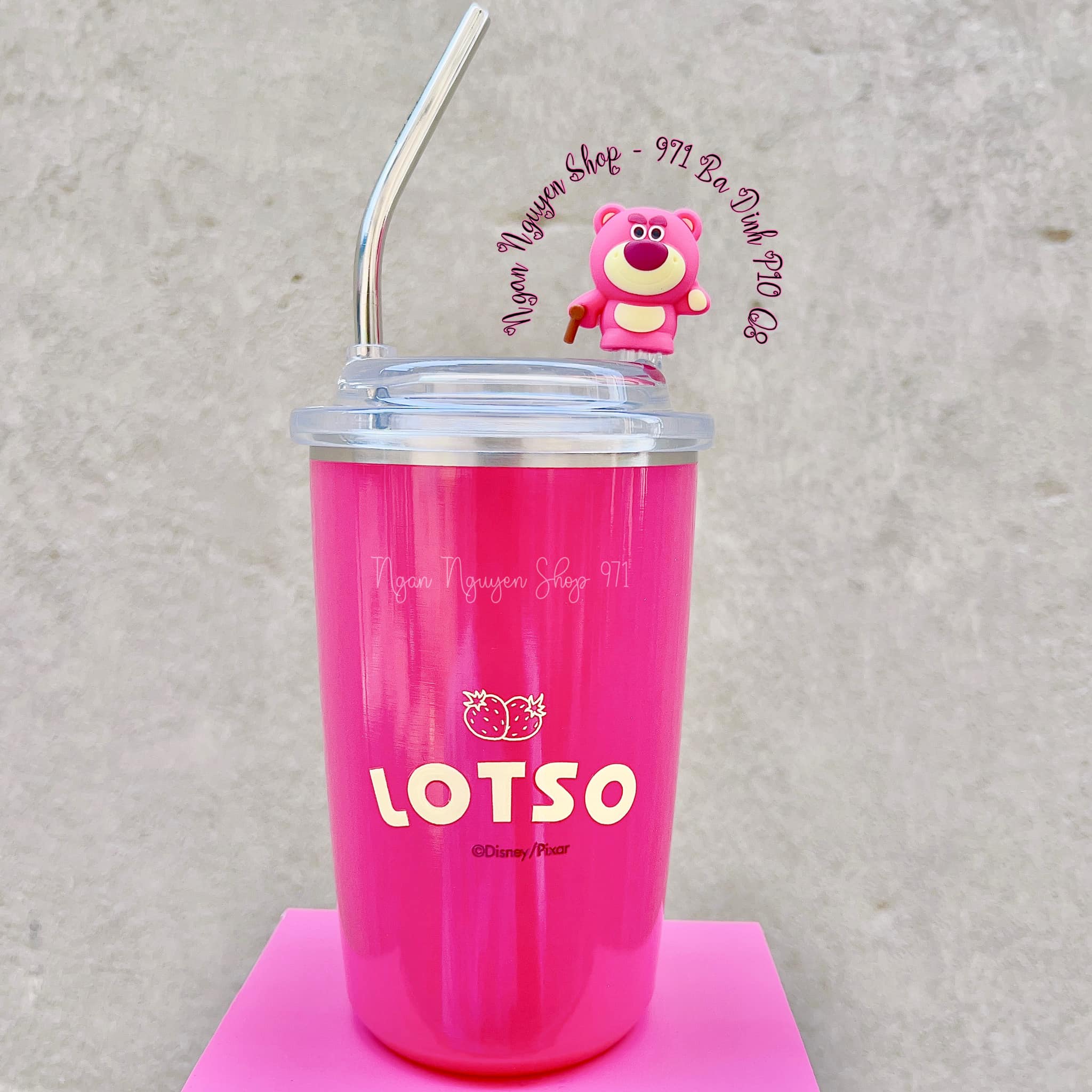 LY GIỮ NHIỆT GẤU DÂU LOTSO SIÊU CƯNG 450ml