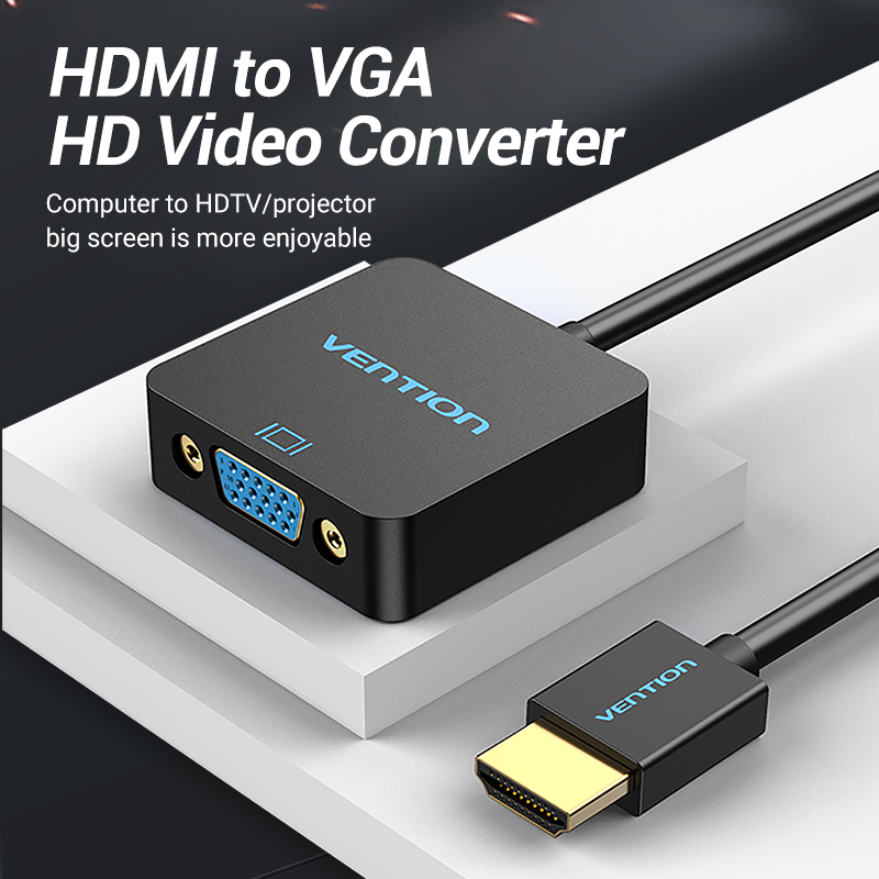 Cáp chuyển HDMI to VGA Vention ACPBB, hỗ trợ độ phân giải 1080P@60Hz - Hàng chính hãng