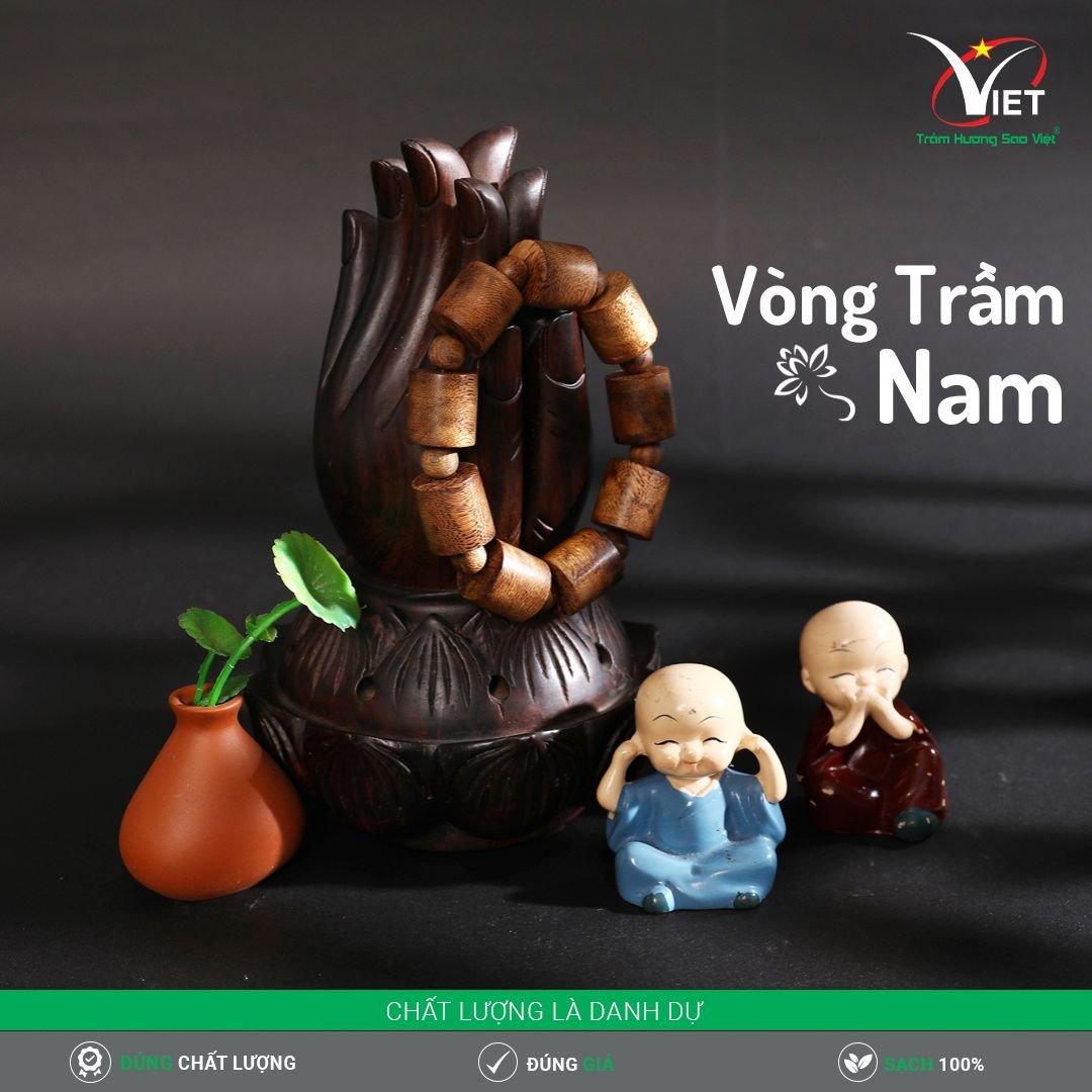 Vòng Tay Trầm Hương Nam - Trầm Chìm - Thiên Nhiên - Kiểu Đốt Trúc