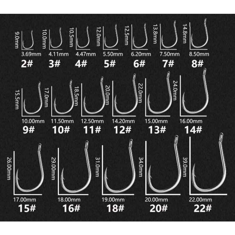 100pcs Circle Carp Eyed Fishing Hook Size 3 4 5 6 7 8 9 10 11 12 13 14 15 16 17 18 Ring eye Japan Fishhook
