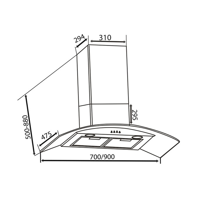 Máy Hút Mùi Bếp Kính Cong 7 Tấc CANZY CZ-70D1 Kèm Ống Bạc Giảm Ồn Lõi Thép - Hàng Chính Hãng