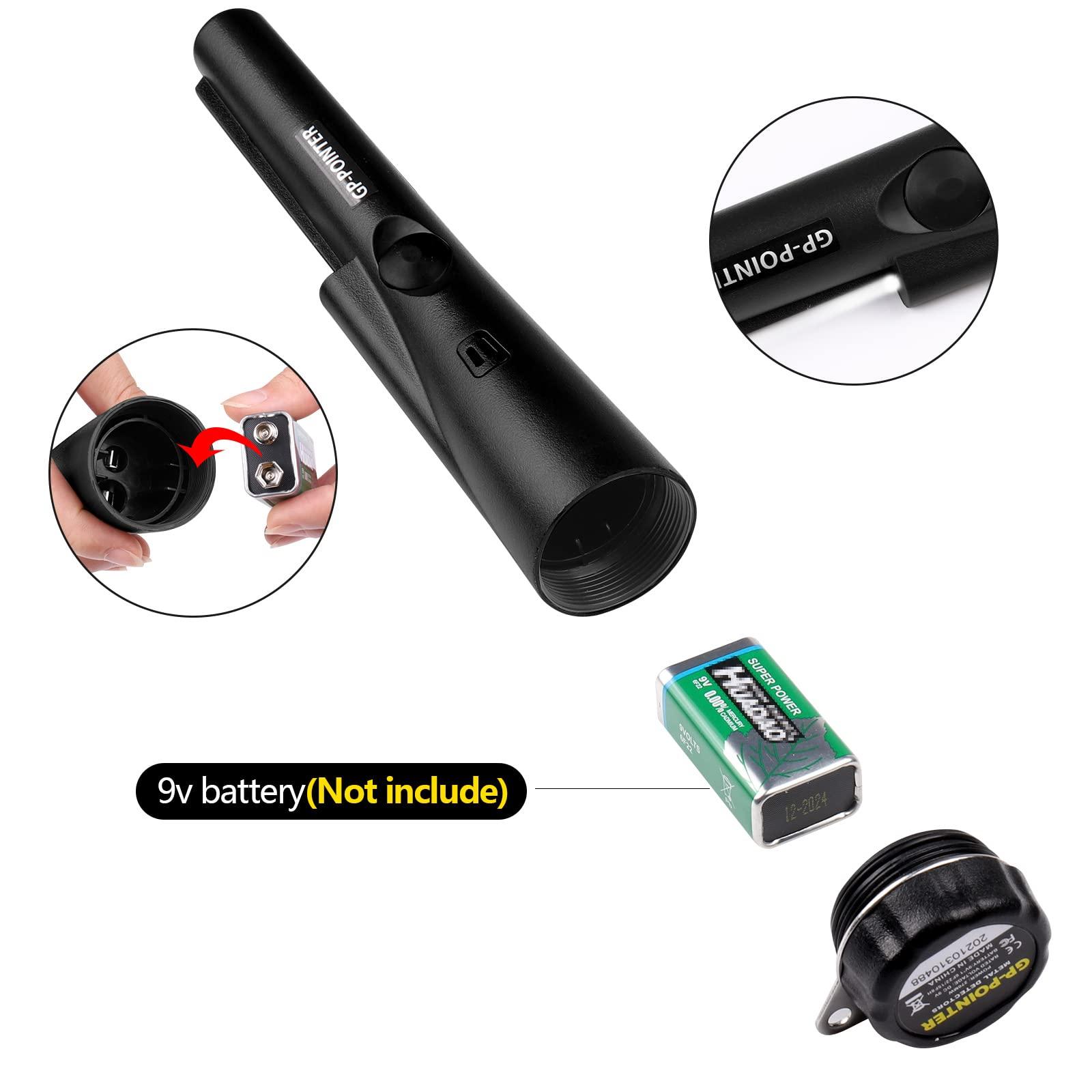 Máy dò kim loại di động, máy dò kim loại chính xác chống thấm nước với chỉ báo LED được tích hợp, Trình tìm kiếm kim loại Pin Pin Pin 360 ° Scan để săn tìm kho báu