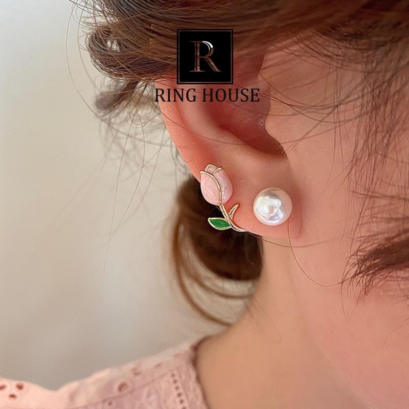 Khuyên Tai Bông Tai Nữ Hoa Hồng Móc Tai Đẹp Ring House