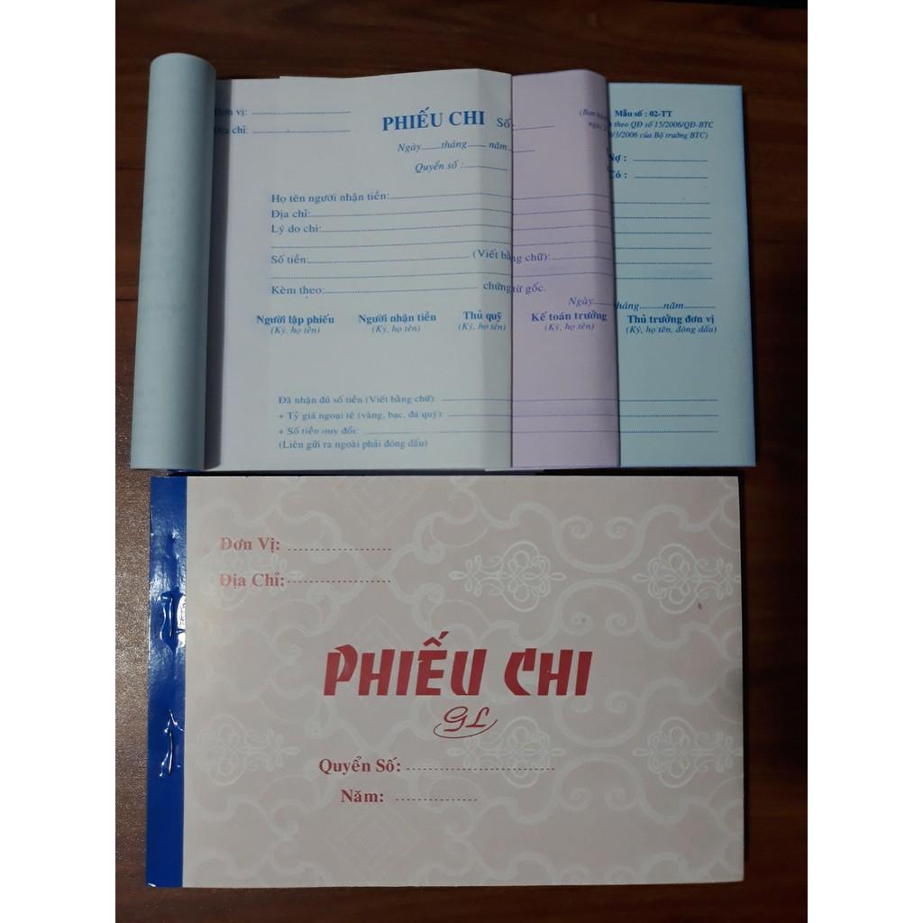 Phiếu thu/ phiếu chi 3 liên ( trắng hồng xanh)