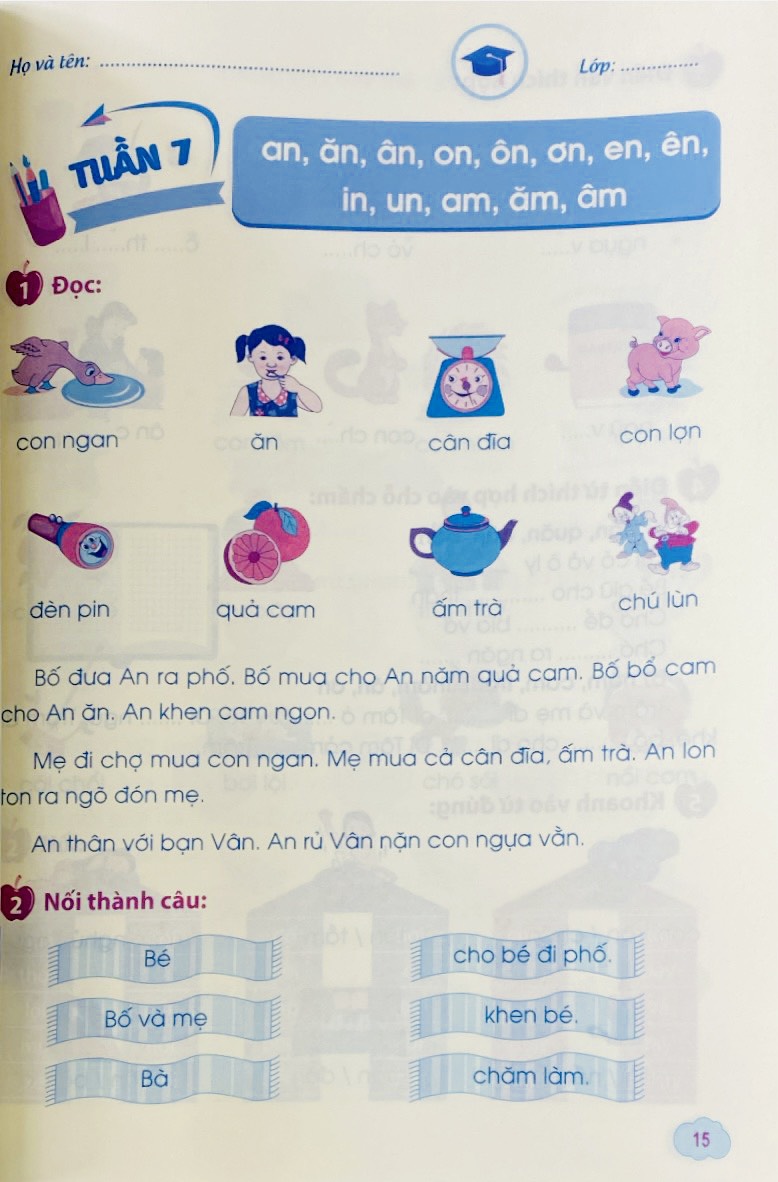 Phiếu Ôn tập cuối tuần Tiếng Việt lớp 1