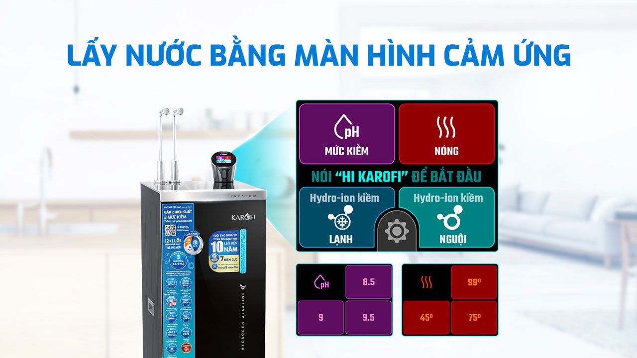 Máy lọc nước Hydro-ion kiềm nóng lạnh 12+1 lõi Karofi S88 Promax, Điện phân kiềm trực tiếp, Giao trước lắp sau, BH 3 năm - Hàng chính hãng
