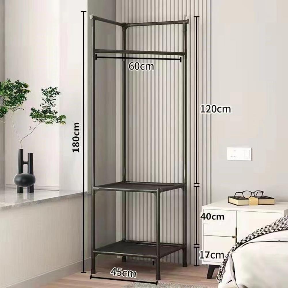 Kệ để đồ đa năng chữ V lắp ghép, kệ góc tường để đồ 2 tầng có chỗ treo quần áo, khung hợp kim thép cao cấp chịu lực tốt