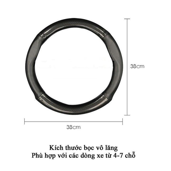 Bọc vô lăng dành cho Hyundai I10, I20, I30, Accent, Santafe, Tucson, Kona, Getz, Avante, Elantra, Trùm vô lăng cacbon