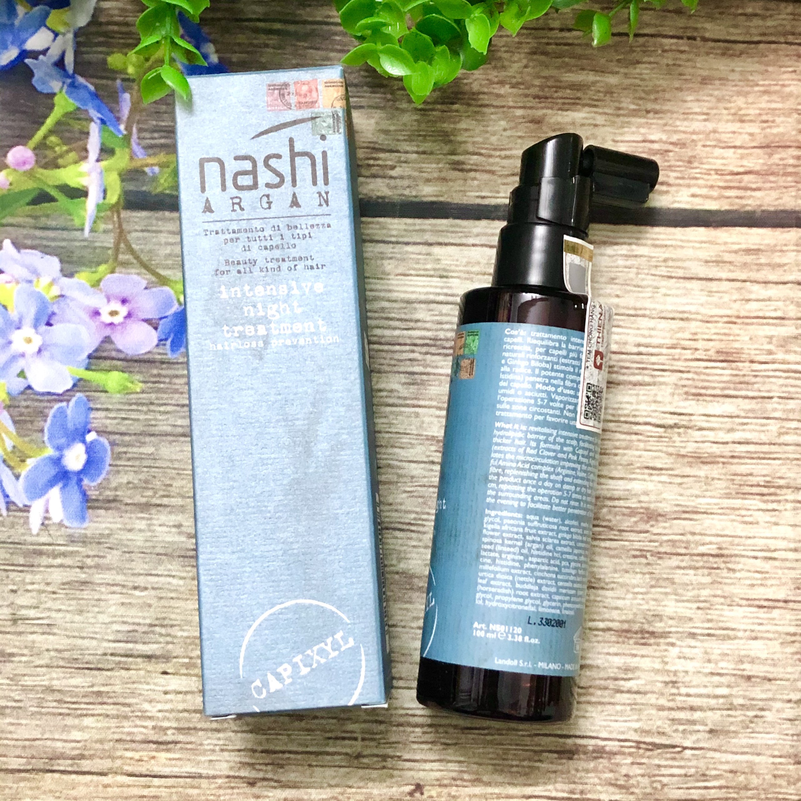 [+Tặng mũ trùm] Tinh chất ngăn rụng và kích thích mọc tóc Nashi Argan Intensive Night Treatment Italy 100ml