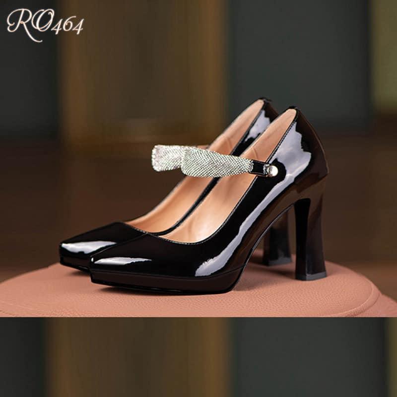 Giày cao gót nữ đẹp đế vuông 8 phân hàng hiệu rosata màu đen ro464 HÀNG VIỆT NAM CHẤT LƯỢNG QUỐC TẾ