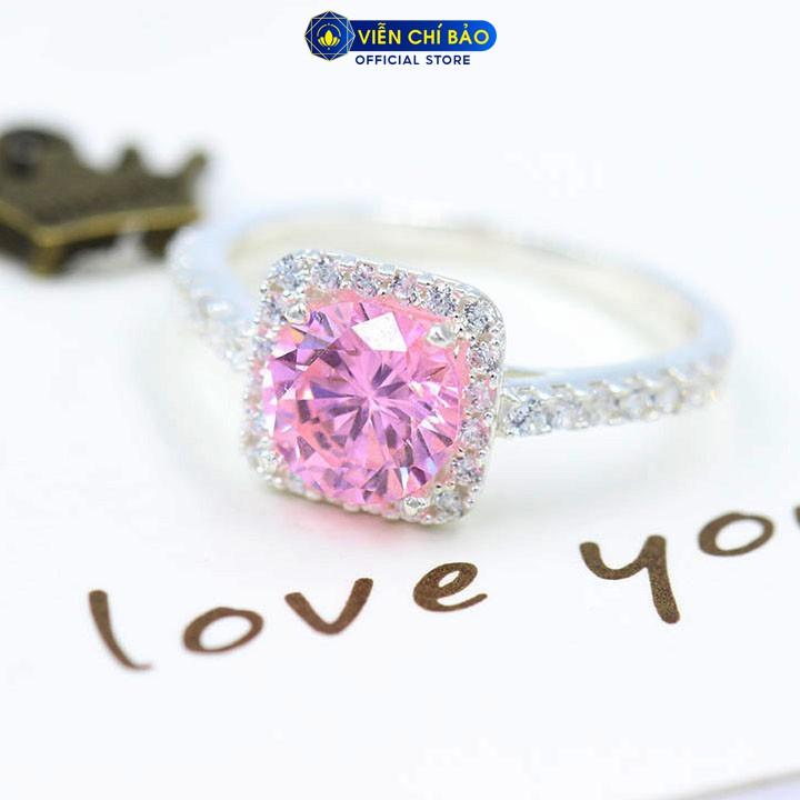 Nhẫn bạc nữ đính đá hồng chất liệu bạc 925 thời trang phụ kiện trang sức nữ thương hiệu Viễn Chí Bảo N400010