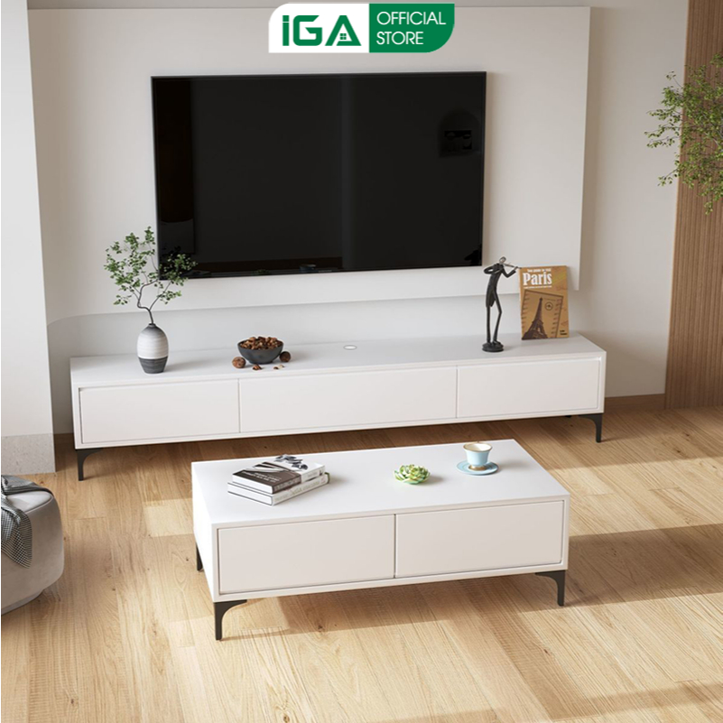 Bàn trà sofa thông minh tone trắng phong cách hiện đại thương hiệu IGA - GP319