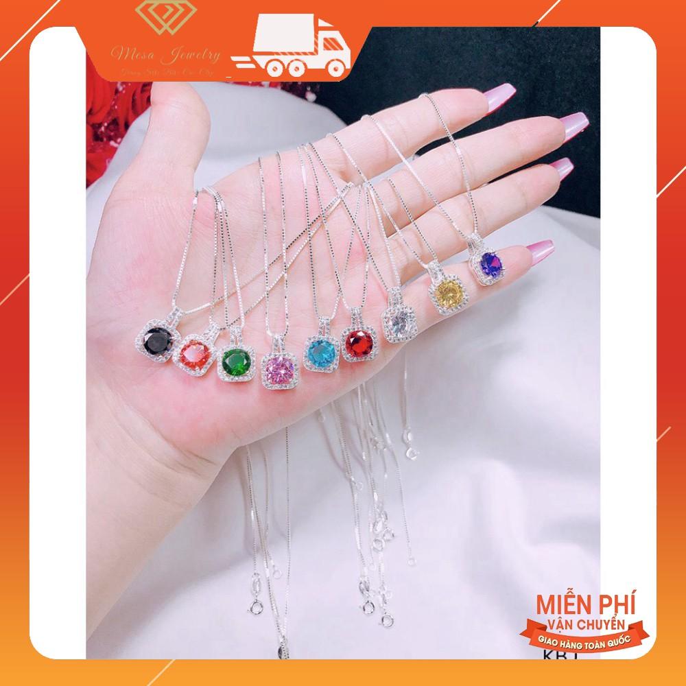 DÂY CHUYỀN MẶT ĐÁ VUÔNG ĐỦ MÀU