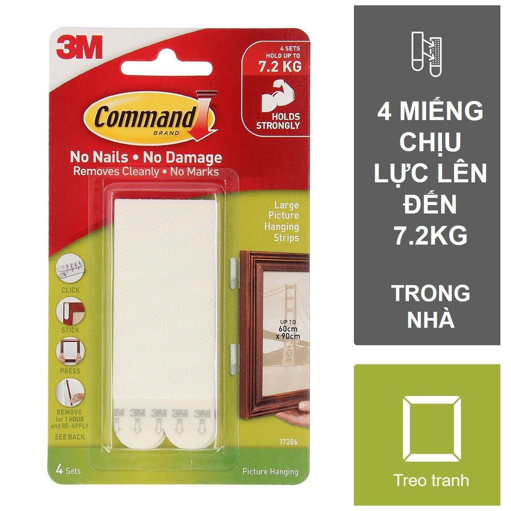 Bộ 8 Miếng Dán Treo Tranh Command 3M Tải Trọng 7.2Kg Độ Bền Cao, Bám Cực Chắc, Tháo Cực Dễ - White, 1 Vỉ 8 Miếng